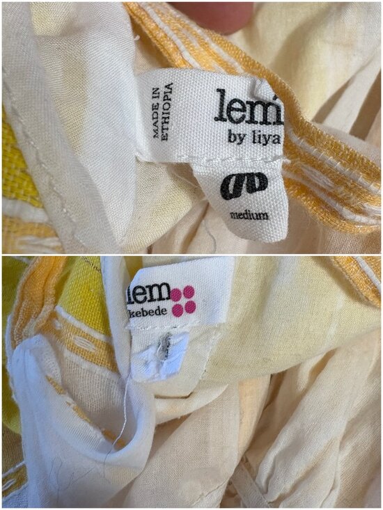 Lemlem Eshal Swing Dress size M medium striped cotton gauze mini yellow orange - Picture 8 of 8